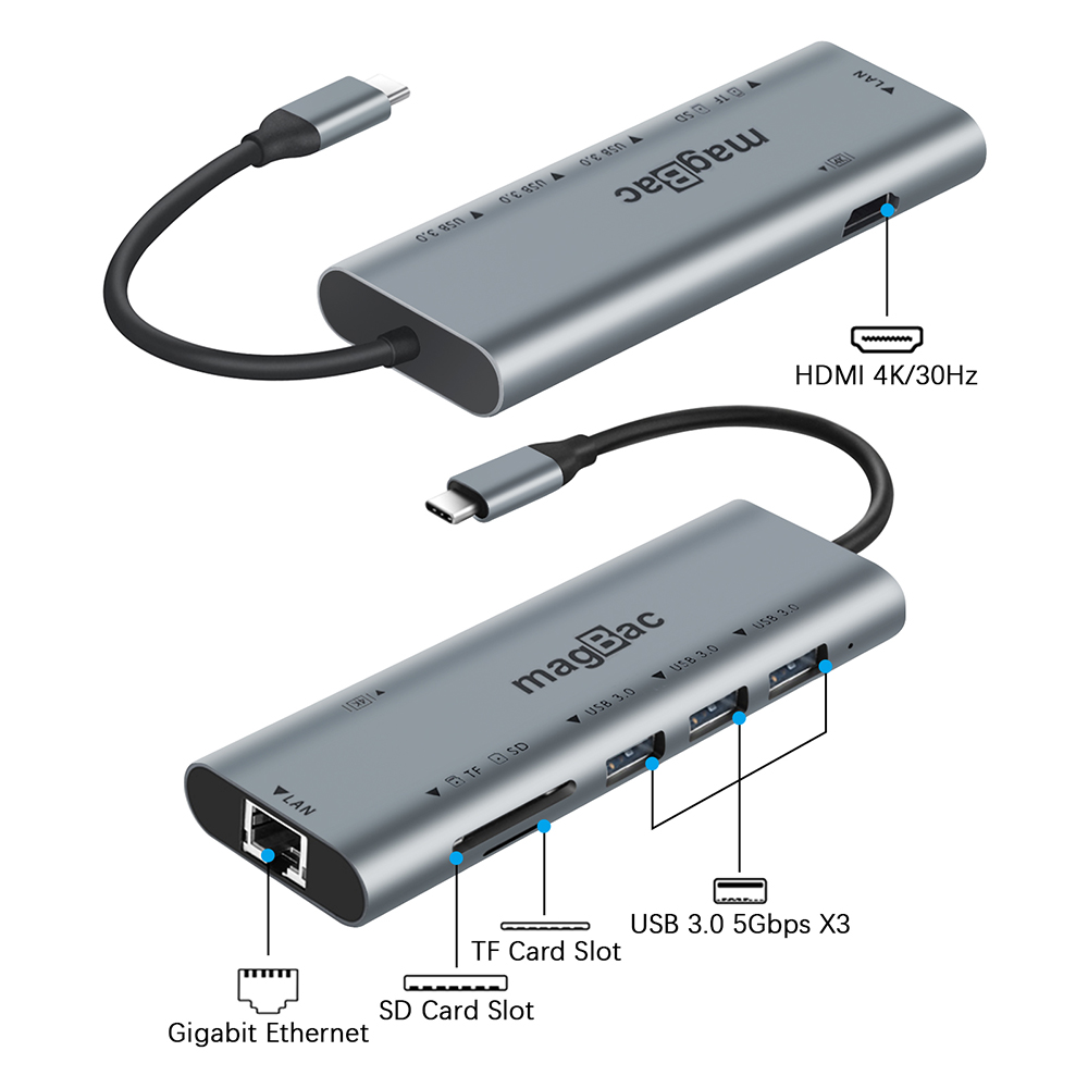 B3E 7-in-1 USB-C Hub - docking station - USB-C - HDMI - YG-2121 - USB Hubs  