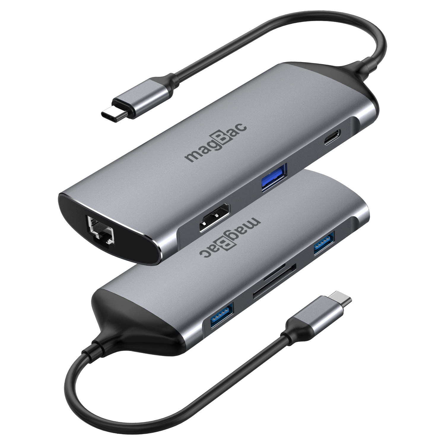 MagBac USB C Adapter Laptop Docking Station,Universal 14 in 1 Triple Monitor Typc C Energy-Saving Hub with 4K DisplayPort,Dual HDMI,VGA,Micor SD/TF,USB 3.0,Audio,Gigabit Ethernet for Laptops 